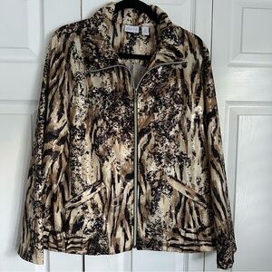 Chico's Zenergy Womens 2 Embossed Zebra Anorak Jacket Animal Print Zip Stretch